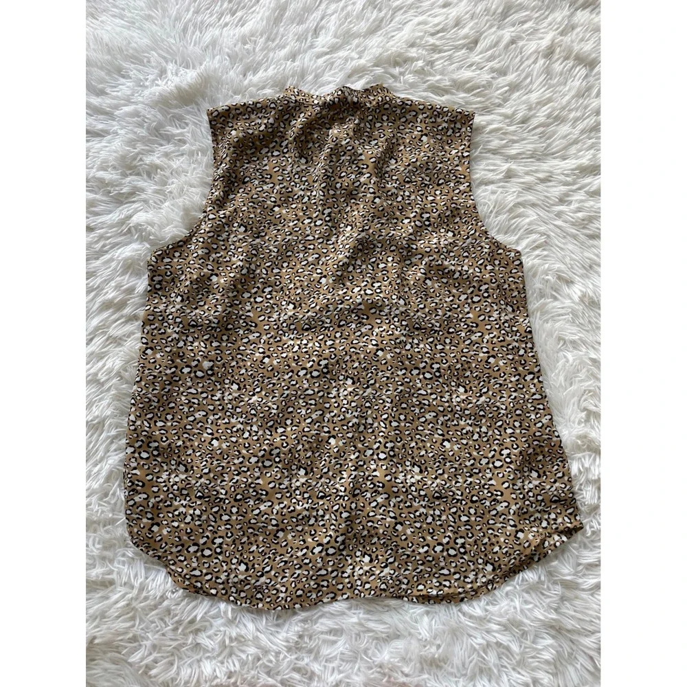 J.Crew Sleeveless Tie Neck Leopard Print Blouse Top